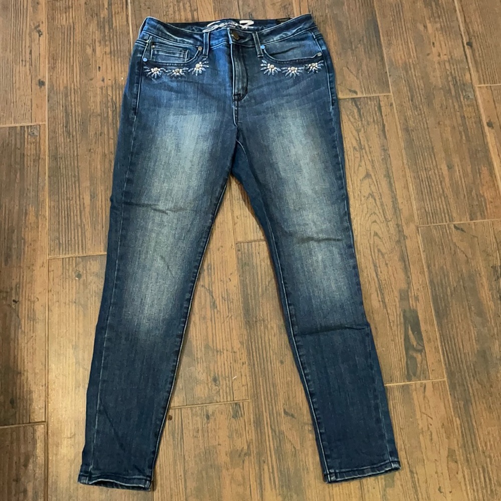 7 for all mankind mid rise skinny size 8 stretch